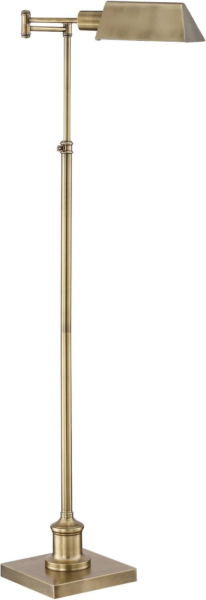 Regency Hill Jenson Traditional Farmhouse Vintage Style Pharmacy Floor Standing Lamp with Riser 58" Tall Aged Brass Gold Metal Adjustable Swing Arm Decor for Living Room Reading House Bedroom Home