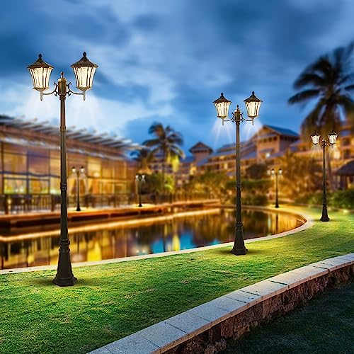 2 Head Outdoor Solar Lamp Post Lights with Waterproof