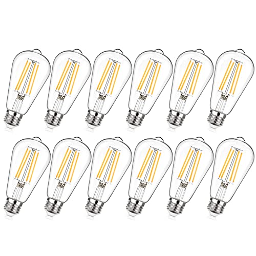 Dimmable Vintage LED Edison Bulbs 60W Equivalent 6W 850 Lumens (12 Count)