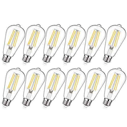 Dimmable Vintage LED Edison Bulbs 60W Equivalent 6W 850 Lumens (12 Count)