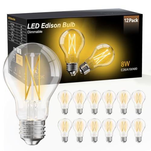 12 Pack A19 Vintage LED Edison Bulbs (12 Count)