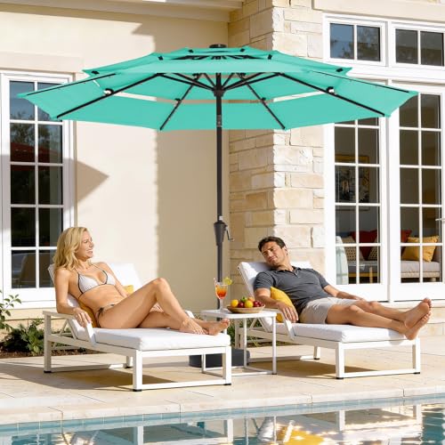 9 ft 3 Tier Outdoor LED Lighted Patio Umbrella w