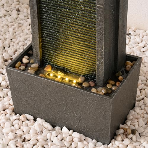 32 Inch Modern Straight Panel Water Fountain with LED Light