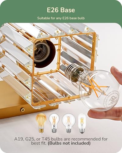 Modern Gold Crystal Wall Sconces Set of 2