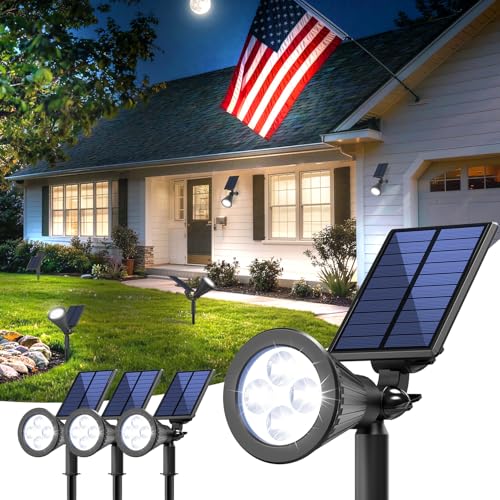 4 Pack Solar Spot Lights Outdoor Waterproof with Focus Beam