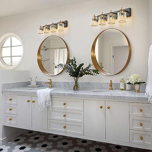 Black Gold Crystal Bathroom Vanity Light