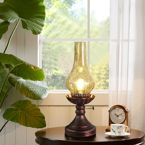 Vintage Table lamp Antique Rustic Farmhouse Desk Lamps Western Victorian Crackled Glass Design Bedside Lamps Living Room Bedroom Studio