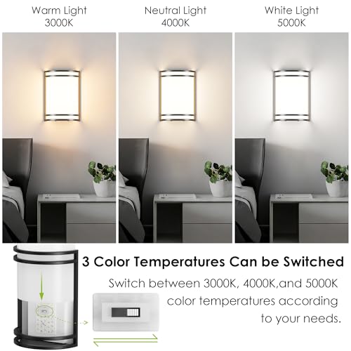 Modern Wall Sconces Hardwired Indoor 15W LED Dimmable 3000K 4000K 5000K Black Wall Sconce Lighting for Living Room Hallway Bedroom