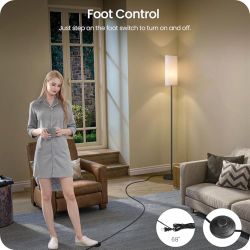 Dimmable Floor Lamp for Living Room with Remote and Foot Switch