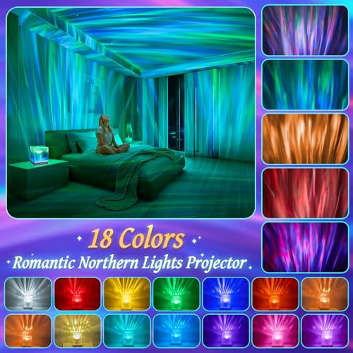 Northern Lights Projector White Noise Sound Machine for Sleep