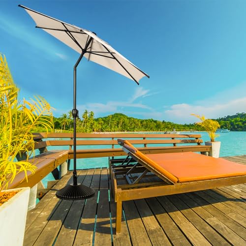7.5FT Lyon Outdoor Patio Umbrella Outdoor Table Umbrella with Push Button Tilt and Crank Market Umbrella 6 Sturdy Ribs UV Protection Waterproof for Garden Deck Backyard Pool Beige