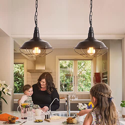 Industrial Pendant Lights 2 Pack Farmhouse Pendant Lights with Adjustable Chain (2 count)
