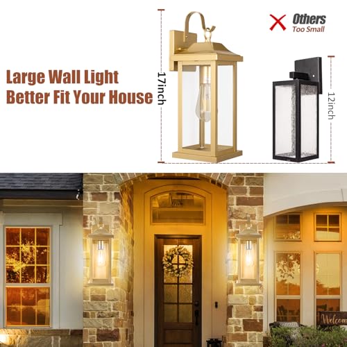 17 Inch Large Gold Outdoor Sconces Wall Lighting 2 (2 Count)