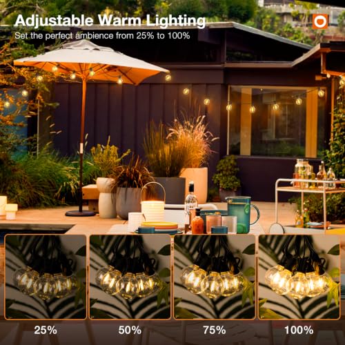 200FT Outdoor String Lights G40 with Remote Control Dimmable Patio Globe LED 108 Bulbs Waterproof Shatterproof (200 Foot)