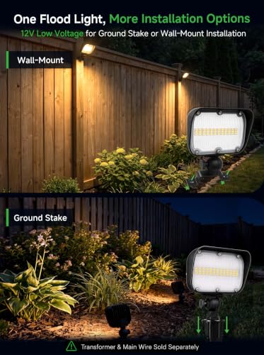 12V Landscape Flood Light (7W Warm White (3000K) / 4 Pack(Wiring Required))