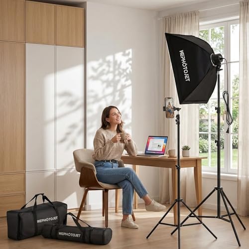 Photography Softboxes Kit with 6.6x10ft Backdrop Stands