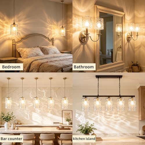 6Pcs Clear Hammered Glass Lamp Shade (6 Count)