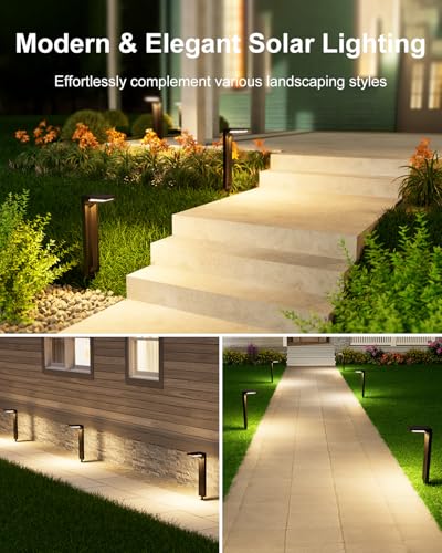 6 Pack Warm White Solar Powered Pathway Lights Outdoor Waterproof (6 Count)