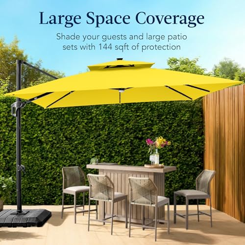12x12ft LED Cantilever Patio Umbrella w