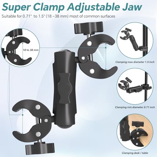 Super Double Clamp Mount Umbrella Camera Pole Clamp Holder (2 Count)