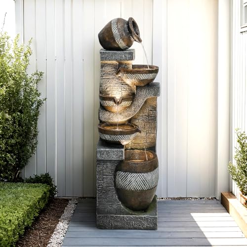 42.5" Tall Outdoor Water Fountain and Waterfalls