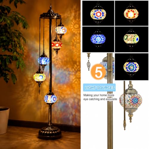 Turkish Floor Lamp Moroccan Lamp 5 Globes Style