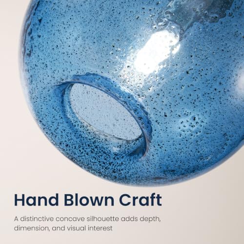 11.8" Coastal Blue Globe Seeded Glass Kitchen Island Pendant Light