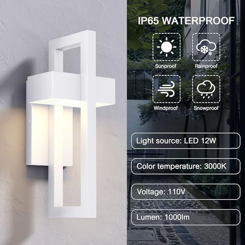 2 Packs Modern Outdoor Wall Lights 3000K Integrated LED Outdoor Wall Sconces Lighting (2 Count)