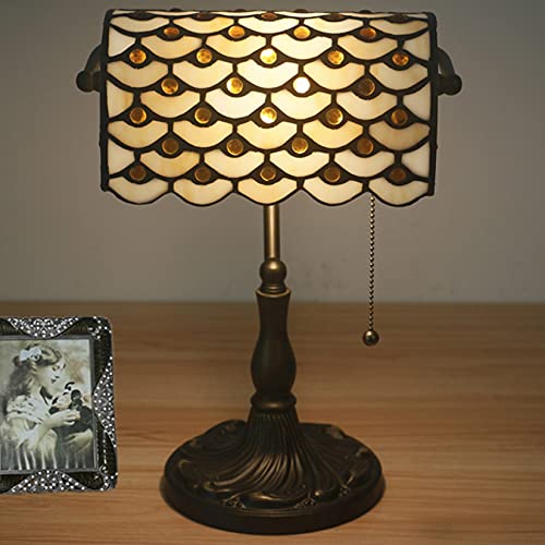 Tiffany Style Bankers Table Lamp Stained Glass Piano Desk Lamp Vintage Bedroom Bedside Lamp for Study