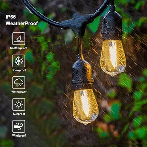 Outdoor String Lights 50 FT Outside LED Patio Light E26 Waterproof (50 Foot)