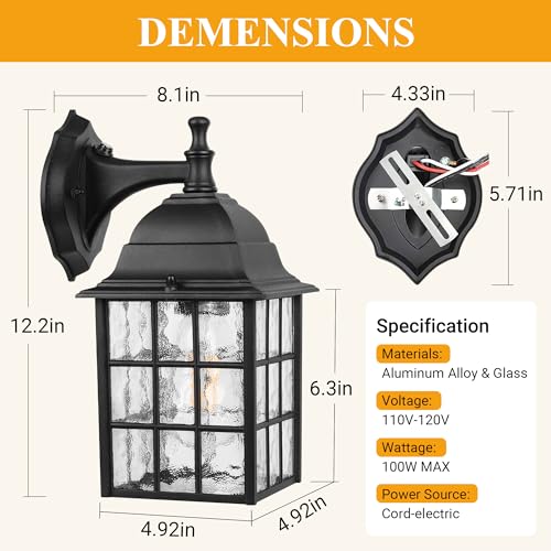 Dusk to Dawn Outdoor Wall Lights 2Pack (2 Count)