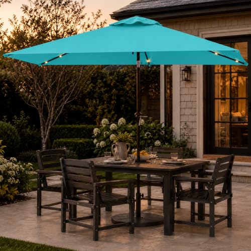 6.5 x 10ft Rectangular Patio Umbrella with Solar Lights