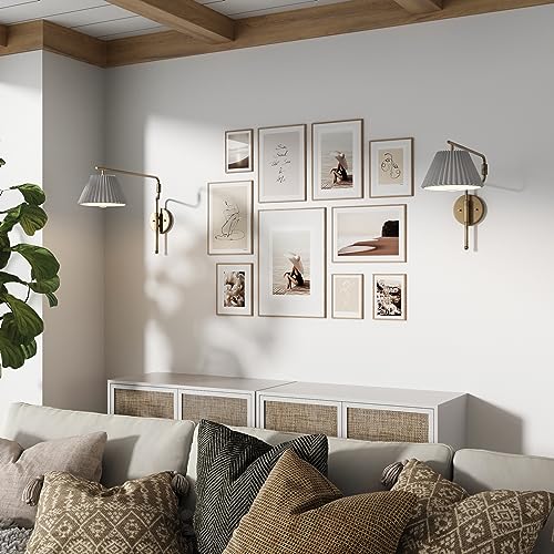 Kai Modern Wall Mounted Plugin Bedside Reading Lamp with Pleated Shade (2 Count)