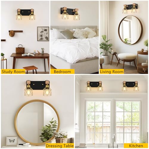 Rustic Style Wood Bathroom Wall Sconces