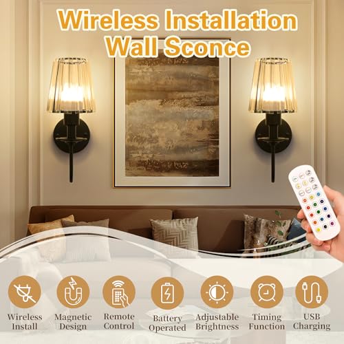 Battery Operated Wall Sconces Set of 2 (2 Count)
