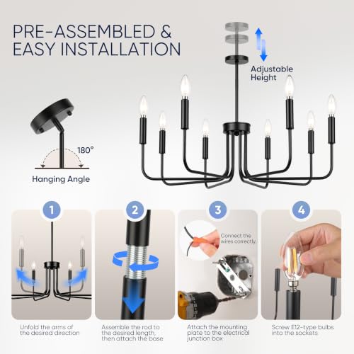8 Light Black Chandelier
