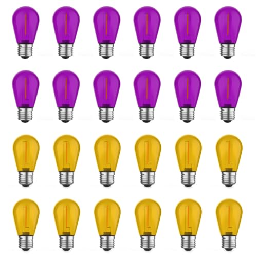 24 Pack S14 Orange and Purple Light Bulbs for String Lights (24 Count)