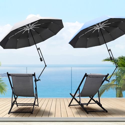 UPF 50+ UV Protection Beach Umbrella with Adjustable Universal Clamp