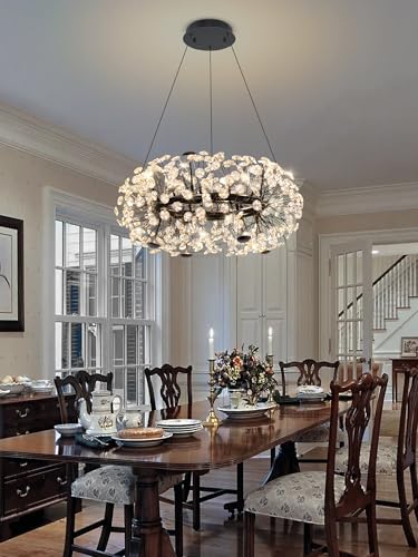 8 Light Dandelion Black Chandelier for Dining Room