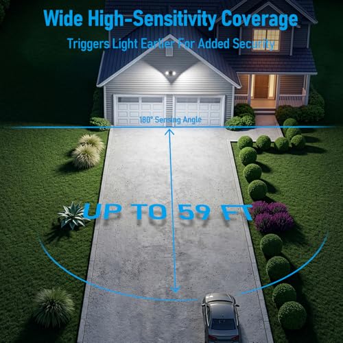 Motion Sensor Security Lights Dusk to Dawn IP65 5000K Bronze