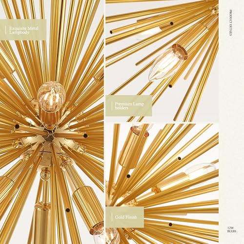 24" Gold Sputnik Chandelier 9