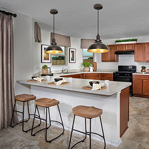 2 Pack Bronze Pendant Lights Kitchen Island Industrial Adjustable Hanging Barn Light Fixtures (2 Count)