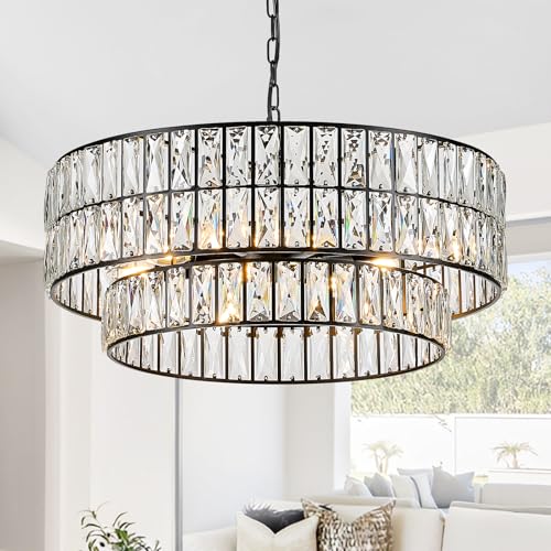 Black Crystal Chandelier 24" 8