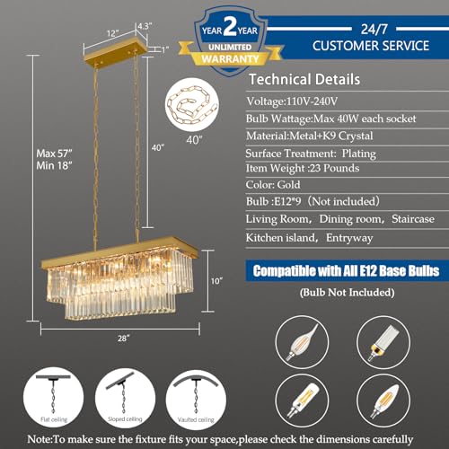 Gold Crystal Chandeliers for Dining Room