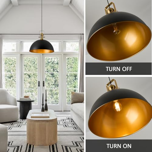 12 Inch Black Farmhouse Pendant Lights for Kitchen Island 3 Pack (3 Count)