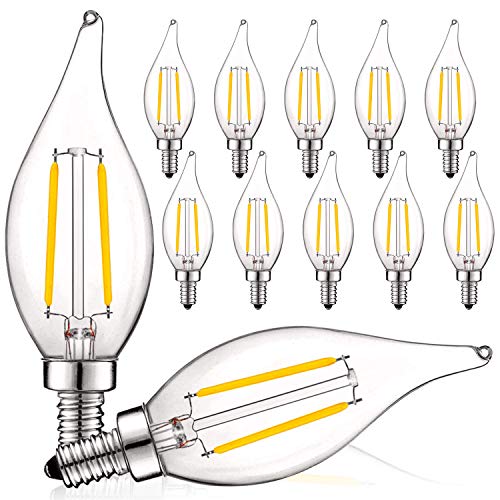 4W Vintage Candelabra LED Bulbs Dimmable (12 Count)