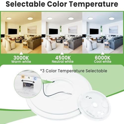 LED Ceiling Light Flush Mount Super Slim 9 Inch 24W 2400lm Ceiling Lights with 3 Color Temperature in One 3000k