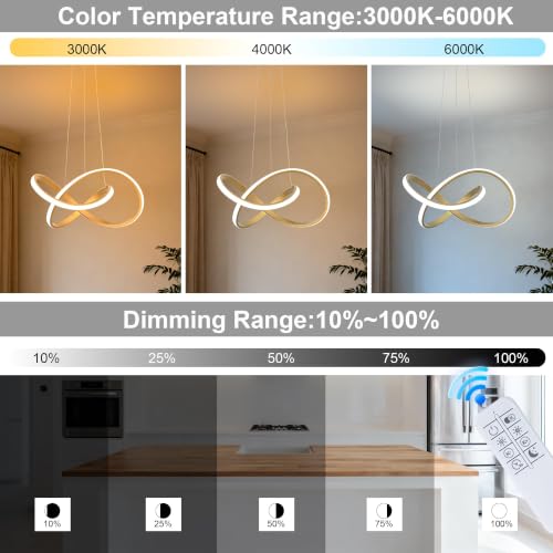 Modern LED Pendant Light with Remote & 3