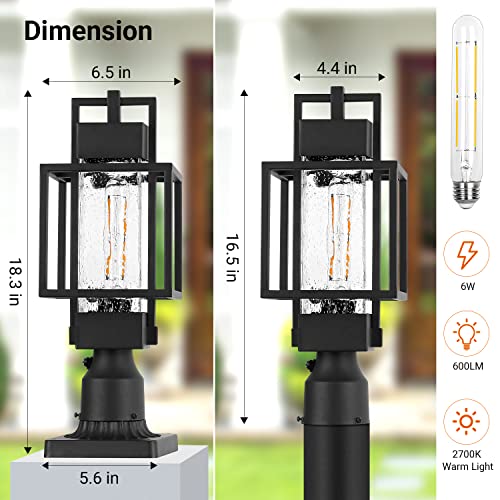 18" H Dusk to Dawn Outdoor Post Light Fixture Hardwired 120V
