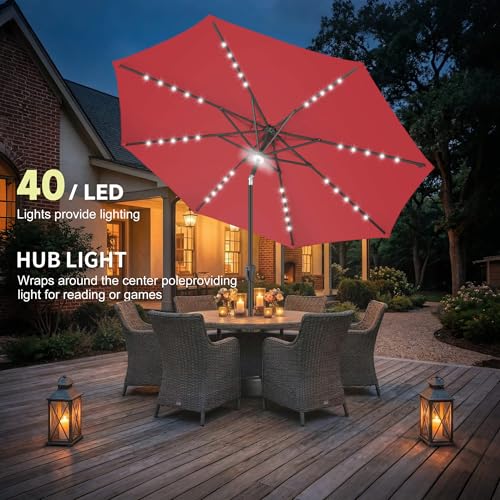 Solar Patio Umbrella with Centre Light